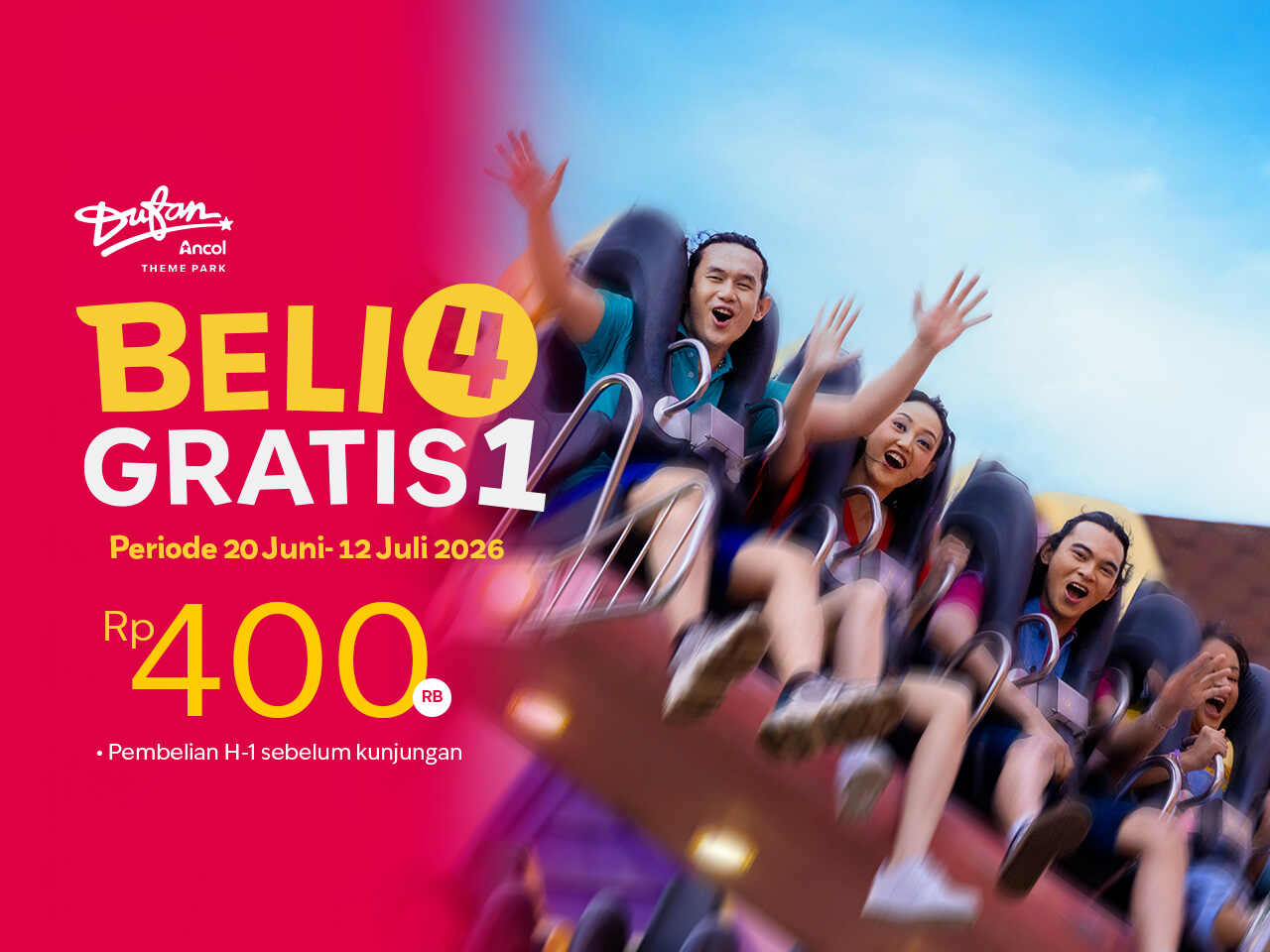 Promo Liburan Sekolah Dufan Ancol 2026: Beli 4 Tiket Gratis 1